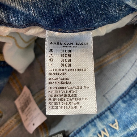 AMERICAN Eagle X Young Money Stacked Skinny Jeans Acid Wash Distressed 30X30 NEW - Picture 8 of 9